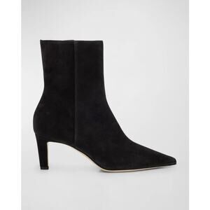 Jimmy Choo Alizze Black Suede Calf Ankle Booties Pointed Toe Stiletto Heel 37
